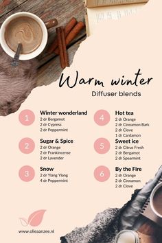 Met deze recepten breng je met de essentiële olie van Young Living een heerlijke warme winter sfeer in je woning. Olie aan zee | Recepten | Aromatherapie | Etherische olie | Natuurlijke producten | Lifestyle | Essentiële olie | Oils | Essential oils Young Living Cypress, Diffuser Blends Young Living, Young Living Oils Recipes, Living Oils Recipes, Young Living Diffuser, Oils Essential