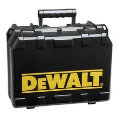 a black and yellow tool box with the word dewt on it