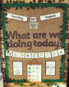 a bulletin board that says what are we doing today