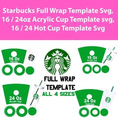 starbucks cup template svg, full wrap and all sizes