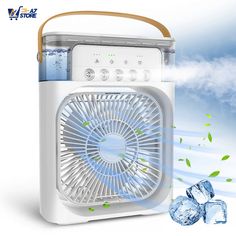 an air conditioner with ice cubes around it