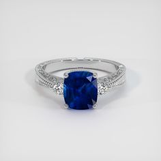 Custom designed 2.17 Ct. Cushion Blue Sapphire Ring set in 14K White Gold. Purchase as designed or customize by selecting another sapphire or setting of your choosing. Blue Sapphire Ring, Cushion Ring, Blue Sapphire Rings, Sapphire Jewelry, Earings Piercings, Ring Set, Ring Sets, Sapphire Ring, Blue Sapphire