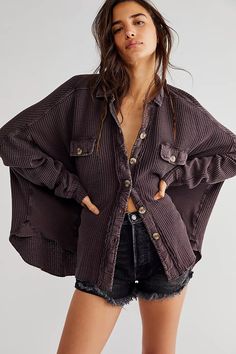 FP One Scout Jacket | Free People One Scout Jacket, Free People Jacket, Waffle Weave, Knit Jacket, Mole, Dolman Sleeve, Boho Outfits, Free People Tops, Shirt Jacket