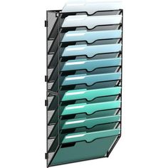 a large metal rack with many files on it's sides and two rows of folders in the middle