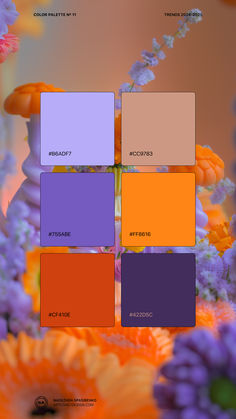 the color palette is different shades of purple, orange, and yellow in this image