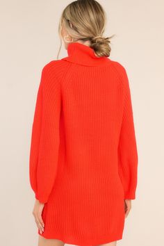 Look cute and cozy this season in The Mean Girl Red Sweater Dress - perfect for a trip to the pumpkin patch! Its subtle, feminine silhouette ensures you'll look stylish and chic without breaking a sweat. An autumnal classic that will turn heads! This sweater dress features a turtleneck, a knit material, ribbed cuffs, and a ribbed hem. 100% Acrylic Hand Wash Cold Unlined Imported Model is wearing a size small. Mean Girl, Chunky Turtleneck Sweater, Loungewear Fashion, Red Sweater Dress, Fashion Italy, Formal Cocktail Dress, Ladies Turtleneck Sweaters, Comfortable Jeans, Womens Turtleneck