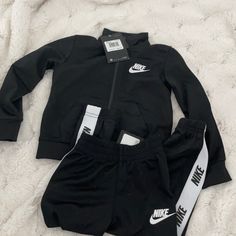 Nwt Black Track Suit Cheap Black Nike Sets, Black Nike Tracksuit, Black Long Sleeve Nike Outerwear, Nike Black Tracksuit Sportswear, Nike Track Jacket With Double-lined Hood, Nike Set, Kids Nike, Matching Sets, Black Nikes