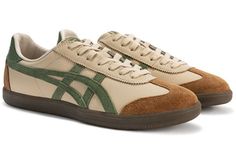 Onitsuka Tiger Tokuten Shoes 'Beige Green' 1183C086-250 - KICKS CREW Otsuka Tiger Shoes, Cute Brown Shoes, Tiger Onitsuka, Tiger Shoes, Tiger Mexico 66, Onitsuka Tiger Mexico 66, Mexico 66, Shoes Beige, Funky Shoes