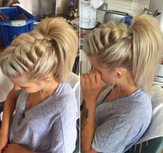 voluminous front braid and high ponytail Lax Hair, Updo Easy, Twists Hairstyles, Cute Ponytails, Pony Tails, Front Braids, Hairstyles Updo, Updo Hairstyles