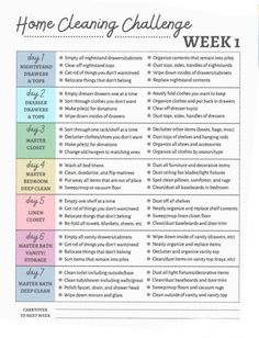 the home cleaning checklist is shown in this printable version, which includes tasks and instructions