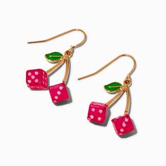 Claire's Cherry Dice 1" Drop Earrings Cherry Rings, Piercing Kit, Earrings Aesthetic, Fashionable Jewelry, Demi Fine Jewelry, French Wire, Ready To Play, Jewelry And Accessories, Jewelry Cleaner