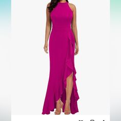 Nwt. Woosea Magenta High Neck Split Bodycon Mermaid Evening Cocktail Dress. Size L. Stretchy Material, Really Nice Fitting Dress. Party Long Dress, Evening Dress Collection, Pink Cocktail, Pink Cocktail Dress, Vince Camuto Dress, Sleeveless Gown, Cocktail Evening Dresses, Maxi Dress Evening, Formal Looks