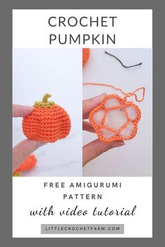 crochet pumpkin amigurmi pattern with video instructions for beginners to make