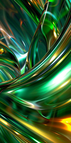 an abstract green and yellow background with wavy lines in the foreground, as well as bright colors