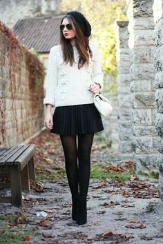 Skater Skirt Outfit, Skirt Diy, Chic Fall Outfits, Trendy Skirts, Neue Outfits, Cute Outfits For School