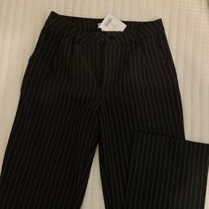 Super Cute! Brand New & Never Worn Sophomore Outfits, Flame Pants, Black Striped Pants, Pin Stripe Pants, Newspaper Fashion, Slim Straight Pants, Stripe Pants, Pinstripe Pants, Business Pants