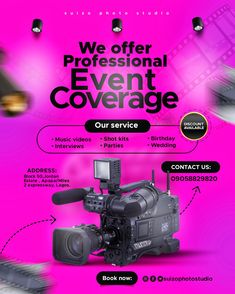 the flyer for an event is shown in purple and pink colors with black lettering on it