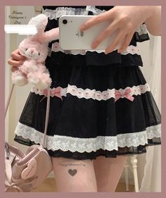 Size: Onesizefitsall, Color: Black Fairy Skirts, Korean Fashion Cute, Kawaii Skirt, Skirt Aesthetic, Black Lace Skirt, Fairy Skirt, Ribbon Skirts, Korean Casual Outfits, Japanese Kawaii