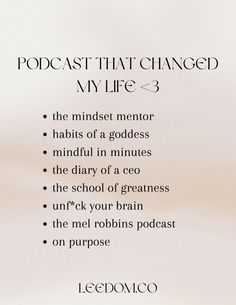 #podcast #toppodcast #podcastlife Affirmation Podcasts, Girly Podcasts, Mindfulness Journal Prompts, Practicing Self Love, Self Care Bullet Journal, Writing Therapy, Vie Motivation, Personal Improvement, Get My Life Together