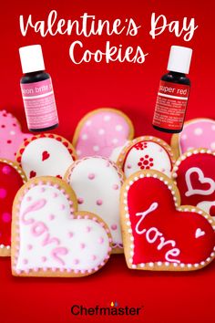 valentine's day cookies with the words love spelled on them