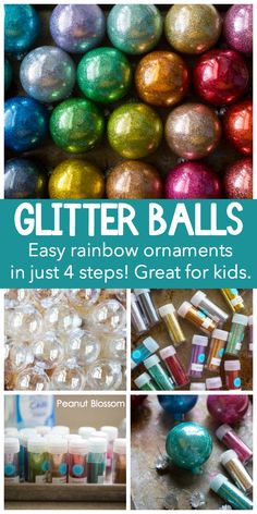 glitter balls are an easy rainbow craft for kids