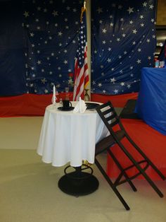 a small table with an american flag on it