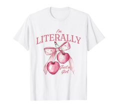 PRICES MAY VARY. I'm literally just a girl cute coquettte bow girl Lightweight, Classic fit, Double-needle sleeve and bottom hem Bow Shirt, T Shirts Design, Bow Shirts, Shirts Design, Girl T Shirt, Just A Girl, Just Girl Things, Girls Tshirts, Branded T Shirts