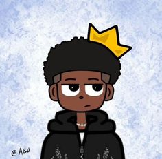 an image of a cartoon character with a crown on his head and wearing a hoodie