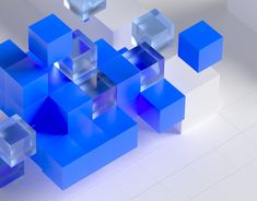 an abstract blue and white background with cubes