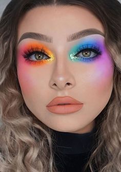 Coldplay Makeup Looks, Eyeliner Tutorials, Slay Makeup, Tutorial Eyeliner, Awesome Makeup, Neon Makeup