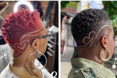 Short Natural Hairstyles For Black Women With Designs, Undercut Designs For Black Women, Haircut Designs For Women Black, Undercut Hairstyles Women Black, Undercut Natural Hair, Undercut Hairstyles Women, Braids With Shaved Sides