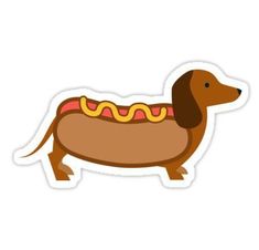 a brown dachshund sticker sitting on top of a white surface