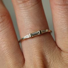 Modern Tapered Baguette Diamond Gold Ring | VicStoneNYC Fine Jewelry | Wolf & Badger Signet Ring Diamond, Simple Promise Ring, Vintage Inspired Wedding Band, Colored Wedding Bands, Ring Gold Diamond, Baguette Diamond Wedding Band, Signet Ring Gold, Promise Rings Simple, Baguette Wedding Band