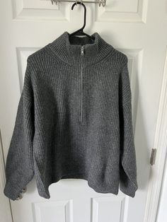 Vince Camuto Quarter Zip Cable Knit Sweater Womens Large Heather Gray Soft Thick. 32 Length- 24” Pit to pit- 22” Cable Knit Sweater Womens, Grey Knit Sweater, Cable Knit Sweater, Heather Gray, Vince Camuto, Cable Knit, Quarter Zip, Sweater Outfits, Knit Sweater