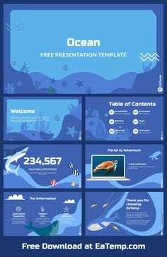 the ocean powerpoint presentation template is shown