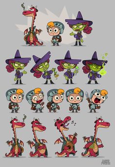 cartoon character poses and expressions for the game plants vs zombies, with different facial expressions