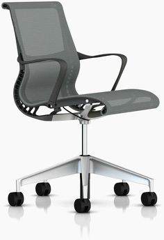 an office chair with wheels is shown in front of a white background and black seat