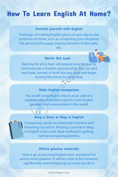 an info sheet describing how to learn english at home