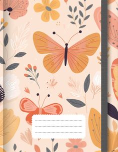 an image of a notebook with flowers and butterflies on it