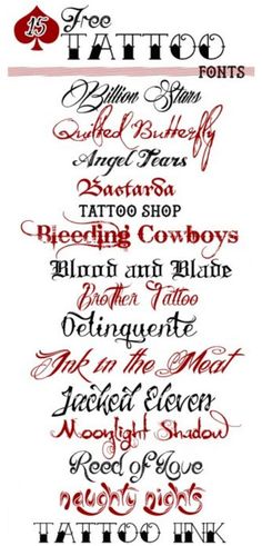 some type of tattoo font that is red and black