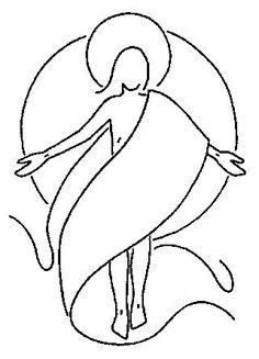 a drawing of a woman with her arms outstretched