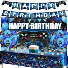 a birthday party with video game controllers and streamers