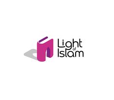 the light of islam logo is shown on a white background with pink and purple colors