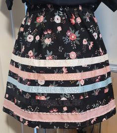 Ladies short ribbon skirt Black with pink floral Leopard ribbon  Skirt only Sz 10 M 28.5" waist Ribbon Skirt, Ribbon Skirts, Womens Skirts, Ladies Short, Skirt Pattern, Skirt Black, Favorite Things Gift, Pink Floral, Labour Day