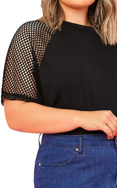 This Plus Size Black Short Sleeve Fishnet Sheer Mesh Tee Shirt is sure to turn heads. Featuring a silhouette that highlights your curves in a flattering way, the mesh fabric is lightweight and breathable. Its design is perfect for day-to-day activities or to dress up for a night out. 100% Polyester Pull On closure Machine Wash Fabric is very stretchy Features: round neck, short sleeve, sheer mesh, fishnet, t shirt top Occasions: suitable for clubwear, night wear, nigh tout Machine wash cold gent Winter Knit Hats, Plus Size Black, Night Wear, Plus Size Shorts, Winter Knits, Sunglass Frames, Shirt Top, Black Shorts, Mesh Fabric