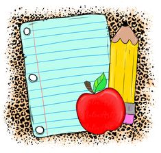 an apple and pencils are next to a notepad