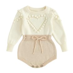 PRICES MAY VARY. Material: Infant romper, baby girl clothes, baby girl romper is made of 65% cotton 35% polyester, lightweight, safe to skin and easy to wash. No worrying that it will do harm to your kids' skin. Design: Baby girl sweater romper, baby clothes for girls, baby girls' clothinglong sleeve, round neck, contrast color, drawstring design, heart pattern, snap closure at the crotch, very skin-friendly. Occasion: Baby girl romper, baby girl outfit, baby romper is suitable for casual daily Sweater Romper, Winter Romper, Knit Baby Romper, Romper Long Sleeve, Jumpsuit Fall, Infant Baby Girl, One Piece Jumpsuit, Loom Knit