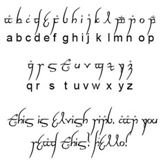 some type of handwriting that has been written in different languages and letters, with the same font