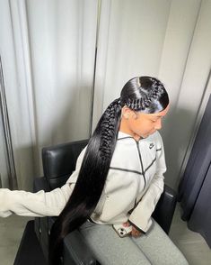 Ponytail For Black Women Weave, Swoop Fishtail Ponytail, Swoop Ponytail With Fishtail Braid, Two Ponytails With Bows, Sleek Ponytail Hairstyles For Black Hair, Hairstyles For 13th Birthday, Swoop Ponytail Weave Curly, Breezy Wave Ponytail, Ponytail Styles With Weave