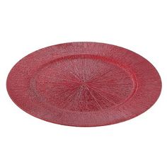 an empty red plate on a white background